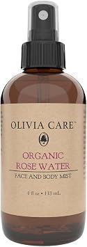 OLIVIA CARE Organic Rose Water Mist Refreshing Spray for Face & Body by Olivia Care - 100% Natural & Vegan. Hydrating & Moisturizing, Fresh Rose Scent 4 OZ