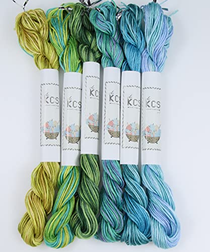 Image of KCS Big skeins of 25 Meters Size 25 Color Variegated Cross Stitch Stranded Threads,6 skeins,15