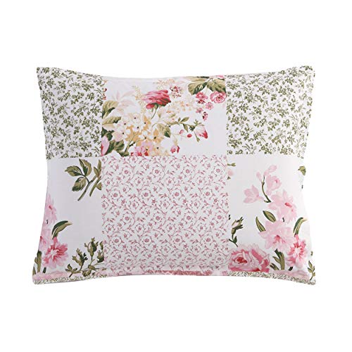 Image of Laura Ashley Home - Twin Comforter Set, Reversible Cotton Bedding, Includes Matching Sham with Bonus Euro Sham & Throw Pillows, Coquette Room Decor (Ailyn Pink, Twin)
