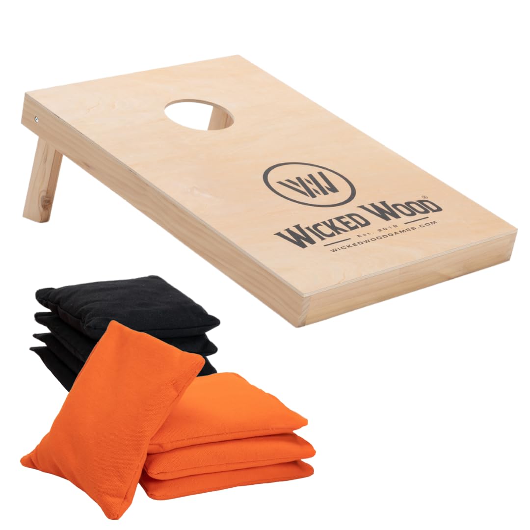 Cornhole Starting Kit – Wicked Wood – ACL Quality – 90x60 cm – Includes 1 Board & 2x4 Bags – For Indoor & Outdoor Use
