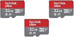 SanDisk Ultra 32GB microSDHC UHS-I Carte avec adaptateur - 98MB/s U1 A1 - SDSQUAR-032G-GN6MA, 3 Boîte(32GB)