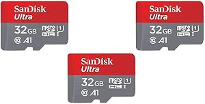 SanDisk Ultra 32GB microSDHC UHS-I Card with Adapter - 98MB/s U1 A1 - SDSQUAR-032G-GN6MA, 3 Pack(32GB)
