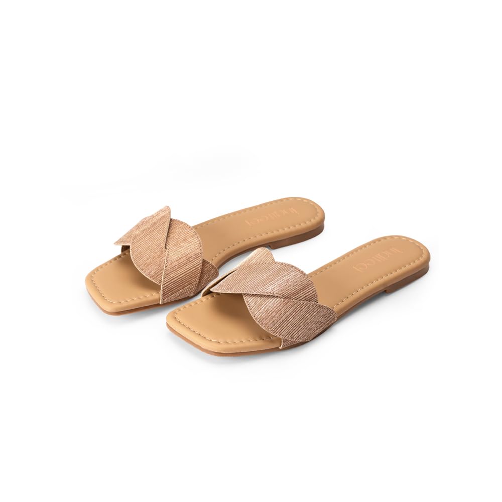 Indifeet Flats for Women Womens Stylish Flat Chappals Sandal Woman Latest Footwear Chapal Sandals Ladies Fancy Design Slippers Female Open Toe Trendy Foot Wear Girls Best Strap Slipper Rose Gold (B0D2K7K1LJ) Amazon Price History, Amazon Price Tracker
