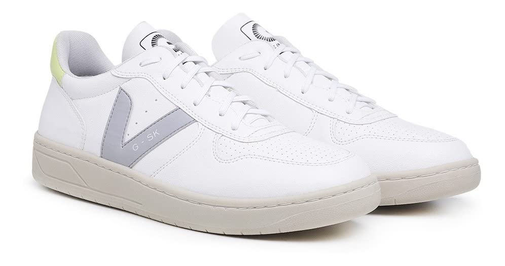 Tênis Masculino Casual Caminhada Acadêmia Branco Com Verde Tamanho:41;Cor:Branco com Verde;Gênero:Masculino