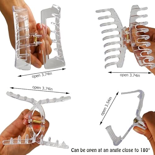 Chaobang 4 Pcs Transparent Hair Clips 4.33Inch For Thick/Fine/Thin Hair Women Girls, Strong Hold Teeth Interlocking Women's Large And Small Hair Clips (Transparent Hair Clips) #TOP4