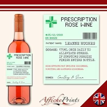 Personalised Prescription Rose Wine Bottle Label Custom Any Wording Amazon Co Uk Kitchen Home A pill bottle label is a label that is wrapped around a medicine bottle. personalised prescription rose wine