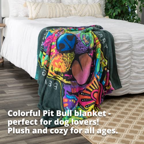 review Dawhud Direct Colorful Pit Bull Fleece Blanket for Bed, 50