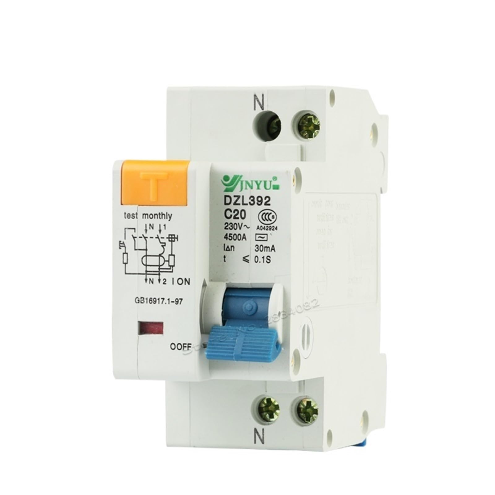 Mini disjoncteur de fuite de terre 1P+N 32A 230V DZL392-C20 pour la protection domestique