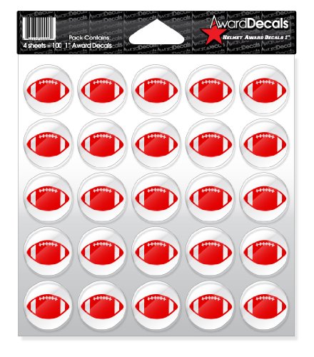 Award Decals Football (Red on Clear) Sticker Set (100 Decals 1) The Original Award Decals Premium 20mil Thick Helmet Decals Made in the USA Since 1976