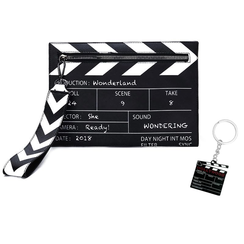 Clapperboard Design Crossbody Bag Fashion Leather Creative Wrist Handbag Movie Night Party
