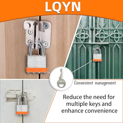 Image of Padlocks with Same Key, LQYN 24 Pcs Laminated Keyed Padlock (1-9 /16 inch, 40mm), Keyed Alike Locks, Normal Shackle, for Storage Locker, Hasp Latch, Toolbox, Sheds
