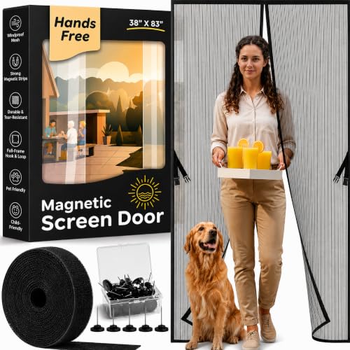 Hands-Free Magnetic Screen Door, Heavy Duty, Self...