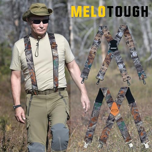 Melotough 2 Pcs Camo Suspenders For Men Heavy Duty Work Suspender 2 Inch Wide Adjustable Elastic Suspenders For Hunting thumb #7