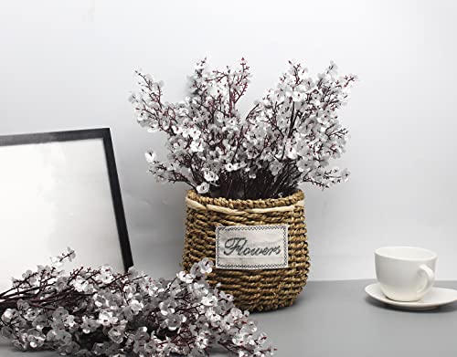 Lucky Bird Silk Artificial Flowers Babys Breath 8 Pcs Bulk Real Touch Faux Gypsophila Bouquet Fake Plant Fall Spring Decor For Home Kitchen Bedroom Wedding Party Decorations(Bright Silver) #TOP1