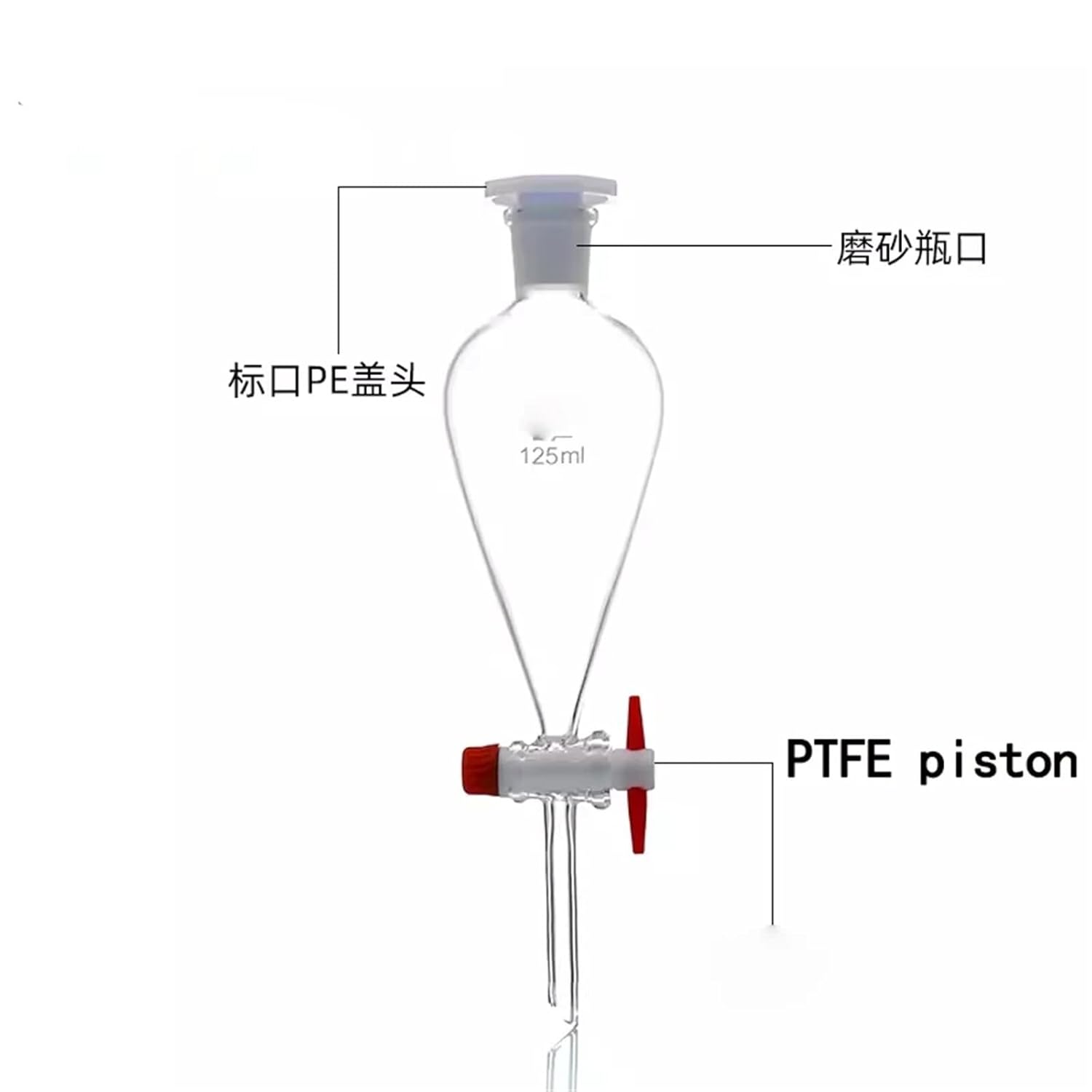 1pcs 60ml to 1000ml Glass Pear-Shaped Separatory Funnel Used to Eurify Experiment(60ml (PTFE Piston))
