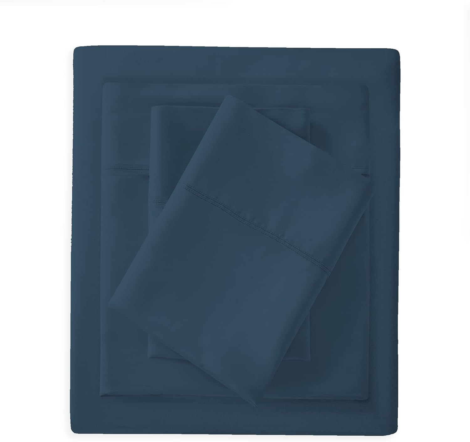 Purity Home Dark Blue Viscose Cotton Sheets Set King Size, Cool