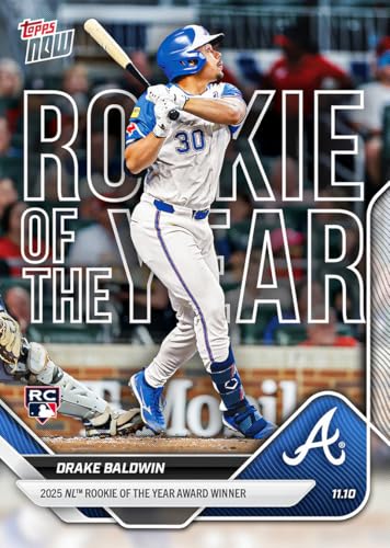 2025 Topps Now Drake Baldwin #OS1 2025 NL Rookie of the Year Award Winner Atlanta Braves Rookie RC Baseball Card