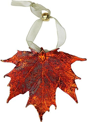 Leaf Ornament, Maple - Iridescent Sugar Maple, Real Leaves, Copper Dipped