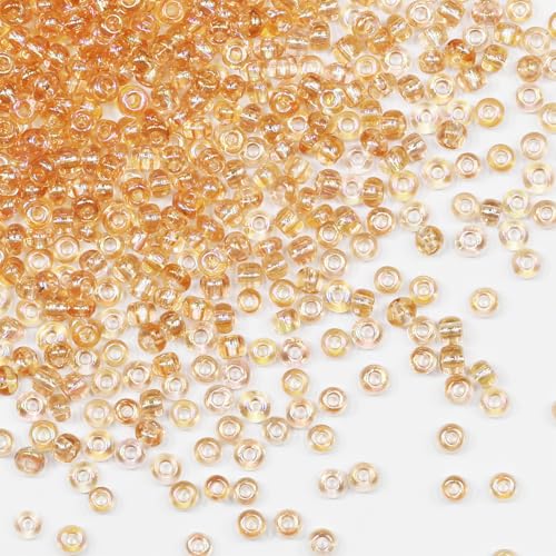 4mm Champagne Seed Beads for Jewelry Making 200 Grams About 3380 pcs,6/0 Glass Craft for Making Earrings, Bracelets, Pendants, Waist Jewelry, DIY Handmade Seed Beads (Champagne)
