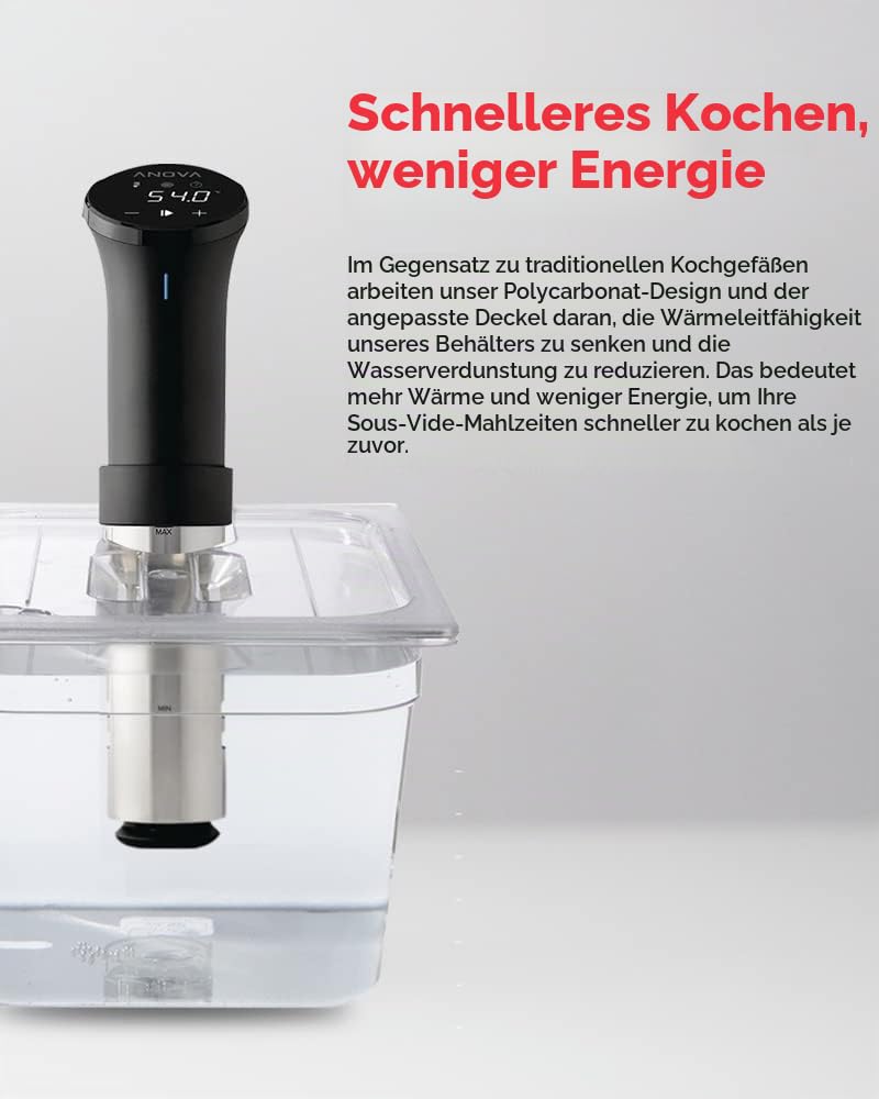 SousVideTools Behälter aus Polycarbonat, 11,6 l, mit Deckel passend für den Sous-Vide-Stick von Anova, durchsichtig, zum Garen, frei von BPA, nicht-haftend und spülmaschinengeeignet