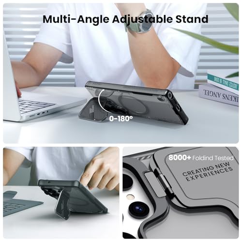 Image of Nillkin Magnetic for Galaxy S25 Ultra Case Clear, Compatible with Magsafe, Never Yellow & Biodegradable Material, Translucent Case with Kickstand & Camera Cover for Samsung Galaxy S25 Ultra, Black