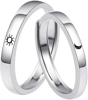 ペアリング 指輪 カップルリング 月と太陽 オープンリング 婚約指輪 サイズ調整可能 スフリーサイズ レディース メンズ バレンタインデー 贈り物