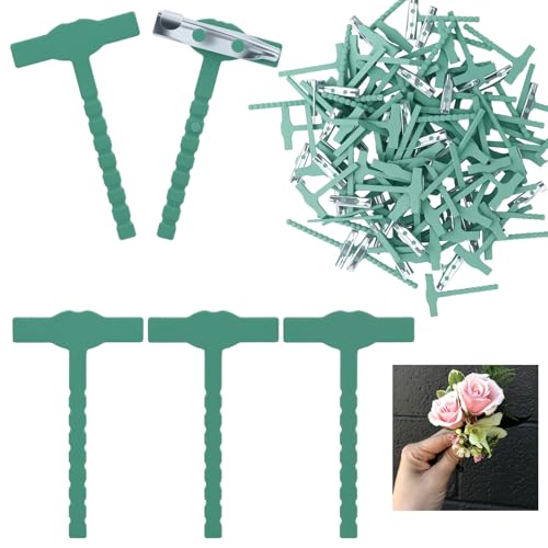 100 Stück Dreieck-T-Plastik Brosche, zarte kleine Sicherheitsnadel für Hochzeiten, Boutonniere-Nadeln, Sicherheitswerkzeug, Zubehör für Kleidung, geeignet für Hochzeiten (Grüne)