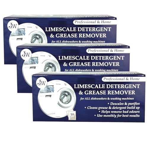3 x Limescale & Detergente Remover para Lavadoras & Lavavajillas 10 Aplicaciones, 10 meses de suministro.