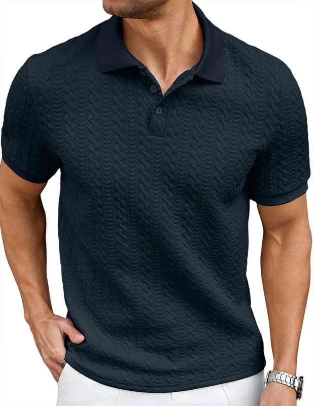 JMIERR Herren Poloshirt Strick Polohemd Sommer Kurzarmshirt | Textur Poloshirts,Old money style,Atmungsaktiv und Stretch,Freizeit und Alltag,Urlaub,Strand,Golf,Büro