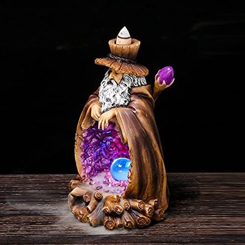 Insence Holder Wizard Styling Backflow Incense Burner with Light Resin Incense Holder Aromatherapy Ornament Home Decor with Free Incense Cones Gift Package (Pink)
