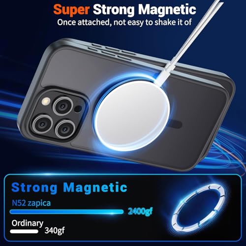 Image of iPhone 15 pro Magsafe Hard Back Case | Matte Design & 360 Protection | Military-Grade Apple iPhone 15 pro Cover | Strong Magnet Back - Black