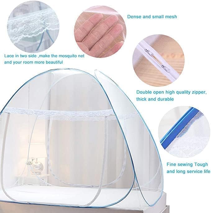 Image of Double Bed Mosquito Foldable King Size Mosquito Net | Polyester 30GSM Strong Net | 6 x 6 Feet with Foldable Steel Frame | PVC Coated Corrosion Resistant Steel Wire