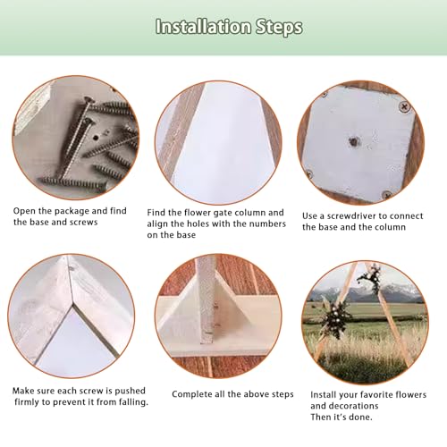 Arco de boda de madera triangular (130x150 cm) para decorar ceremonias rústicas 8