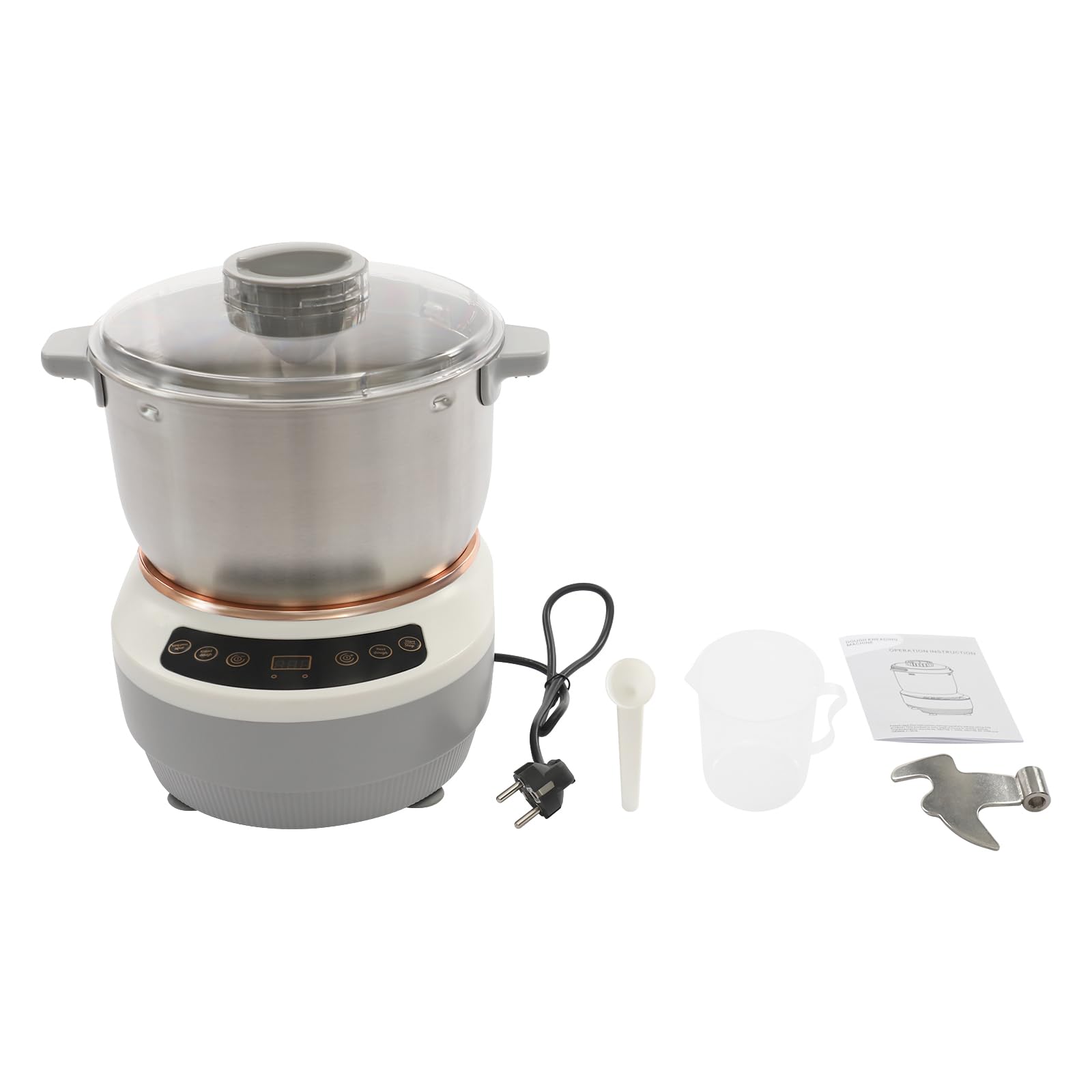 7L Edelstahl Vollautomatische Teigmaschine, Teigknetmaschine mit Gärfunktion 250W, Elektrischer Standmehlmischer Knetenproofer mit Timing, Touch Panel, für Herstellung von Brot, Kuchen