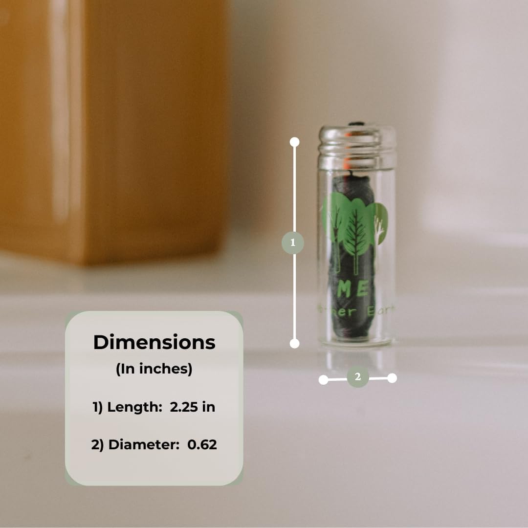 Vegan Biodegradable Bamboo Charcoal Dental Floss with Refillable Glass Container and Dental Floss Refill, 30M x4 | Peppermint Essential Oil | Eco Friendly | Zero Waste Oral Care