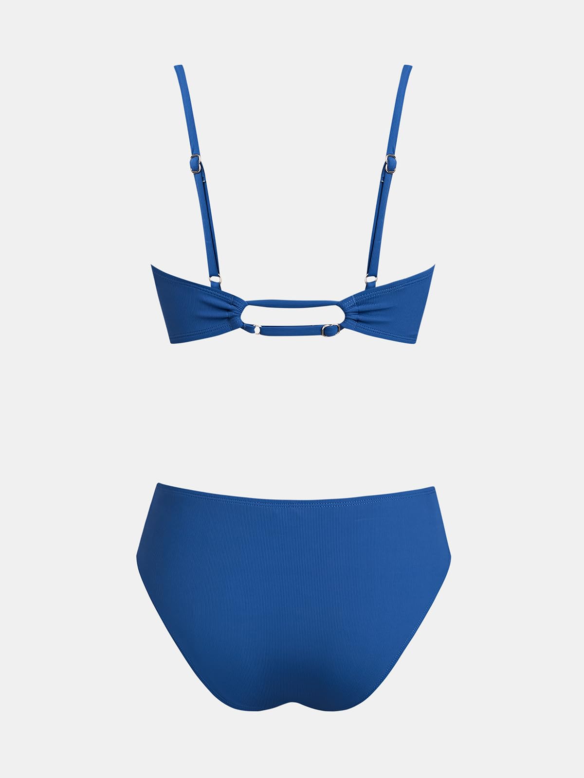 CUPSHE Maillot de bain deux pièces pour femme avec col en V et nœud sur le devant - Bretelles réglables froncées