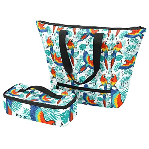 Sac fourre-tout perroquet tropical pour pique-nique et voyage isotherme