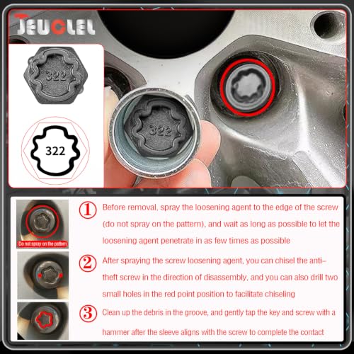 Image of 322 Wheel Locking Nut Key for Mercedes Benz, Lug Nut Removal Tool