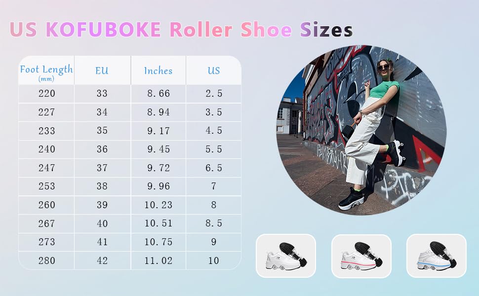 Image of 2-in-1 Roller Skates & Sneakers Unisex Retractable Wheels Outdoor Fun & Fitness Kick Roller Shoes