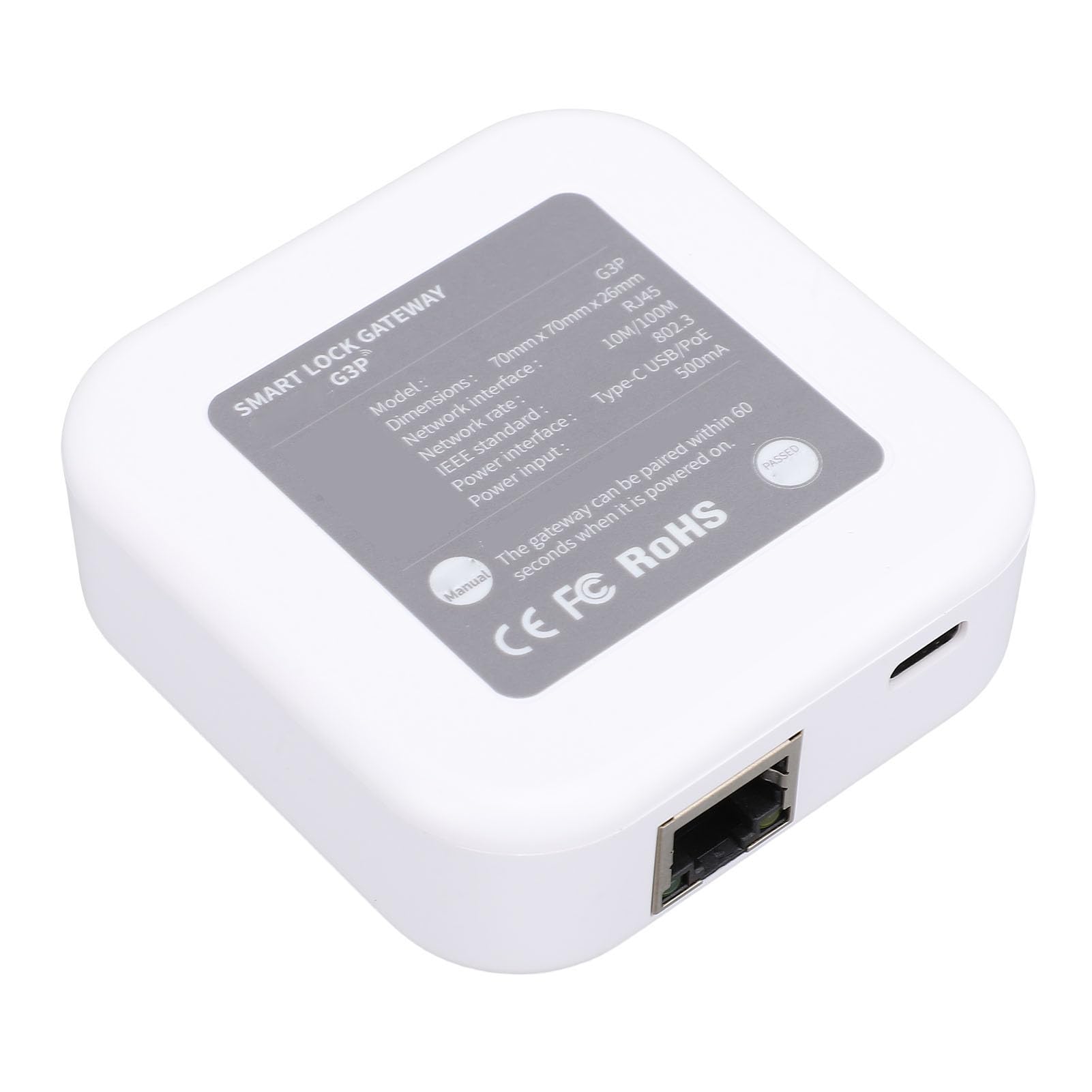 LiebeWH Koncentrator Bramy PoE, Koncentrator ABS Smart Home WiFi RJ45 z USB Typu C i 10 100M Ethernet, Wielofunkcyjna Kontrola dla Automatyki Domowej Monitorowanie Bezpieczeństwa Kontrola Dźwięku