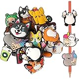 20Pcs Different Pencil Toppers Decoation Cute Cartoon Pen Toppers PVC Animal Pencil Topper Clips Lov