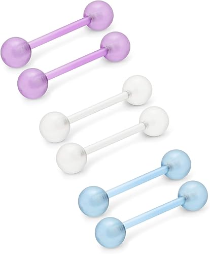 Miniatura 7 de Ftovosyo - Retenedor recto de aro para lengua o pezón calibre 14 G de 58 de pulgada 16 mm que brilla en la oscuridad de acrílico flexible joyas de