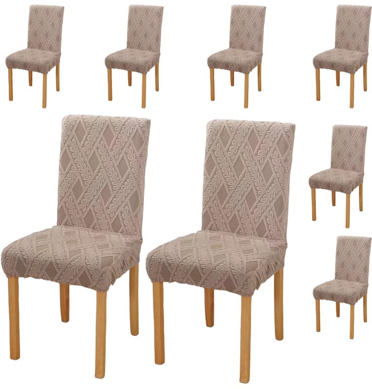 Styleys Elastic Chair Cover Stretch Removable Washable Short Jacquard Dining Chair Cover Protector Seat Slipcover (Pack of 8, Taupe, JCMC36) (B0CLH7867B) Amazon Price History, Amazon Price Tracker