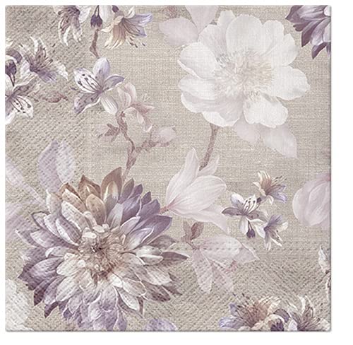 Servietten Blumen Servilletas de papel (20 unidades, 33 x 33 cm), diseño vintage de flores, 3 capas