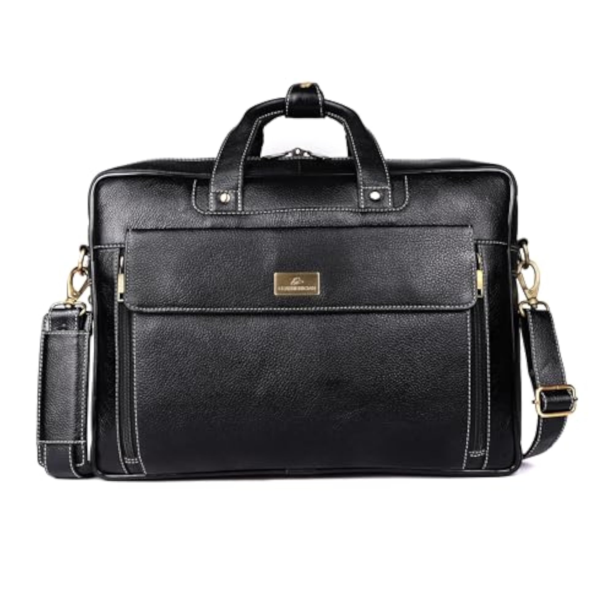 Genuine Leather Laptop Bag for Men, Expandable
