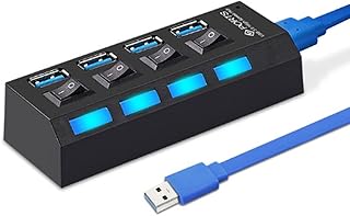 XIAODOU USB 3.0 Hub USB Hub 3.0 Multi USB Splitter 3 Hab Use Power Adapter 4 Port Multiple Expander USB3 Hub with Switch for PC