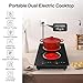 VBGK Electric Cooktop,12 Inch Built-in Radiant Electric Stove Top,110V 2100W 2 burner cooktop With 9 Heating Level, Timer & Kid Safety Lock, Sensor Touch Control 2 burner Induction Cooktop