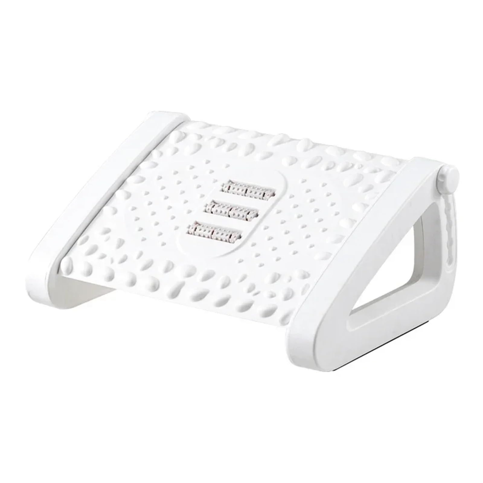 Reposapiés portátil para oficina debajo del escritorio, taburete para el hogar, oficina, trabajo, reposapiés con rodillos de masaje (taburete blanco para pies)
