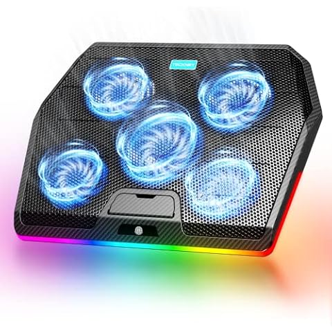 TECKNET RGB Gaming Cooling Pad with 5 Fans Cover