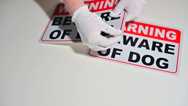 Beware of Dog Sign, 8x12 Reflective Aluminum Dog on Premises Sign